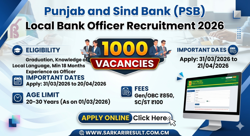Punjab and Sind Bank LBO Recruitment 2026